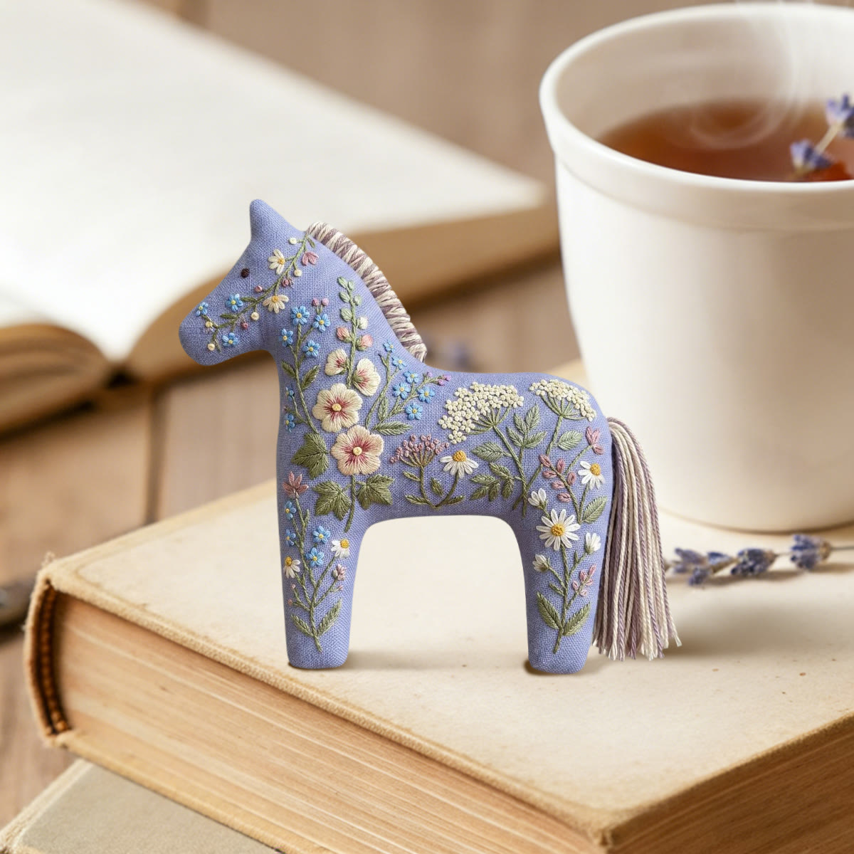 Rubbyoo Dala Horse Embroidery Kit - Daisy And Wildflower | Shabby Chic Gift For Her | Nursery Hanging Decor - image 2