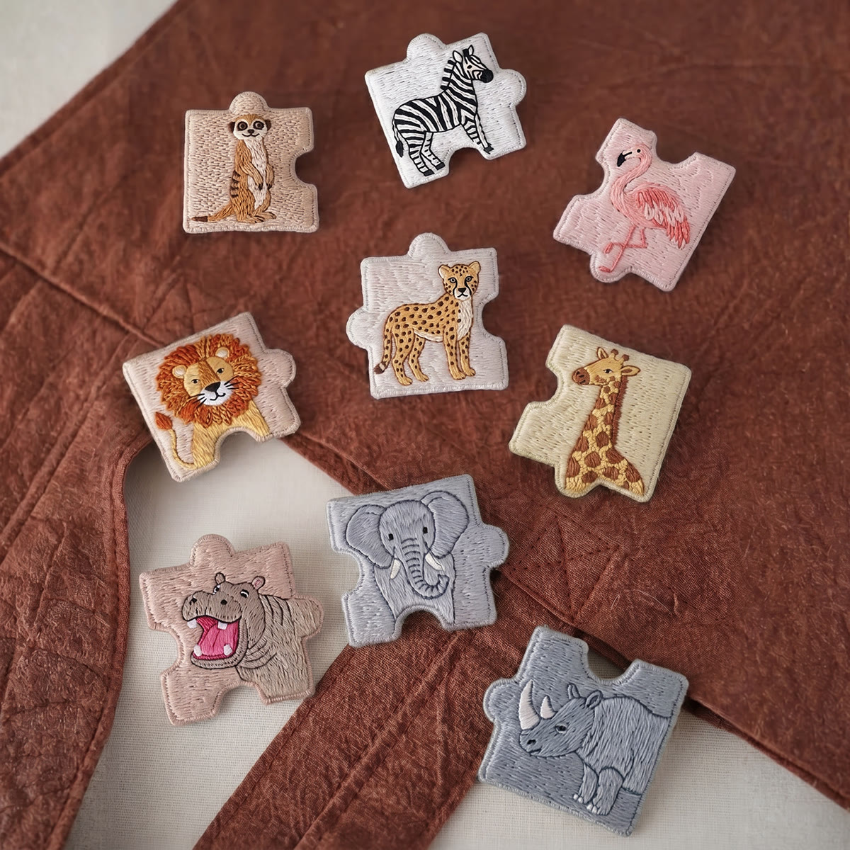 Rubbyoo Diy Magnet & Brooch Embroidery Puzzle Kit - Jungle Animals Set | Refrigerator Decor - image 3
