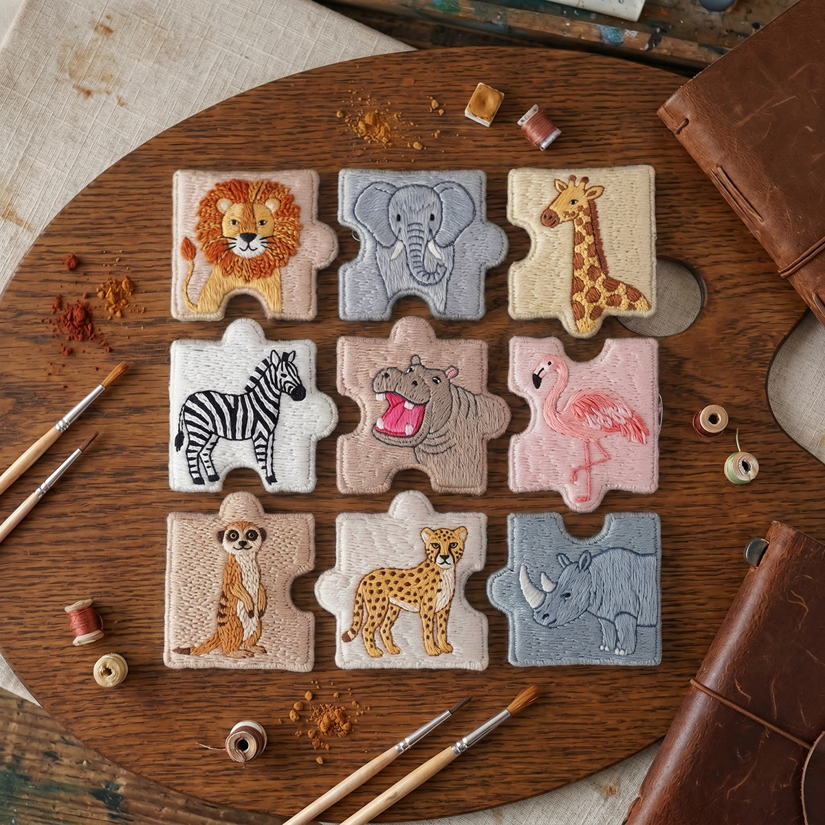 Rubbyoo Diy Magnet & Brooch Embroidery Puzzle Kit - Jungle Animals Set | Refrigerator Decor - image 5