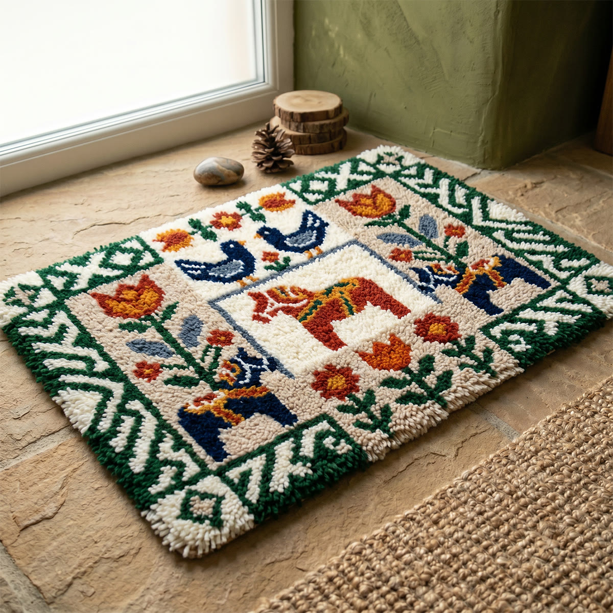 Rubbyoo Latch Hook Rug Kit - Dala Horse | Lucky Housewarming Gift | Decorative Door Mat - image 2