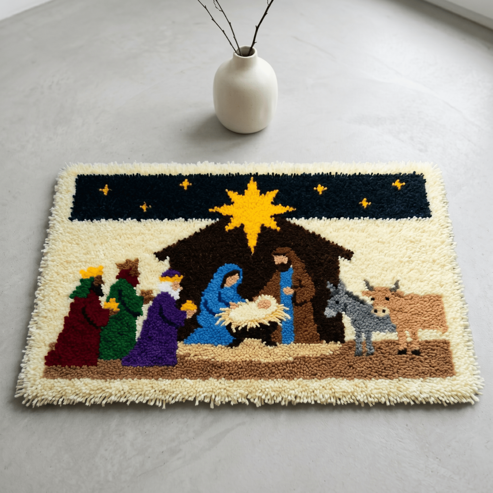 Rubbyoo Latch Hook Rug Kit - Nativity Scene | Religious Holiday Gift | Nursery Room Rug - image 4