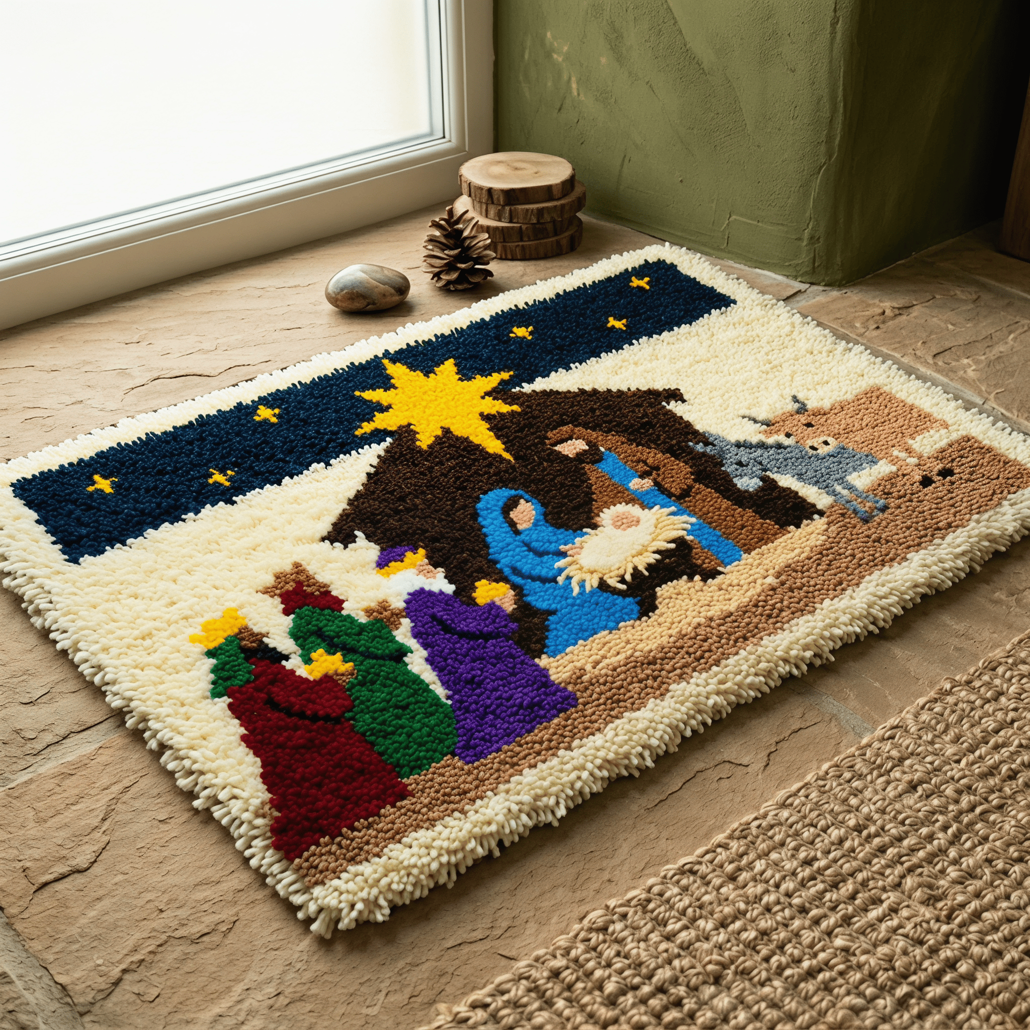Rubbyoo Latch Hook Rug Kit - Nativity Scene | Religious Holiday Gift | Nursery Room Rug - image 5