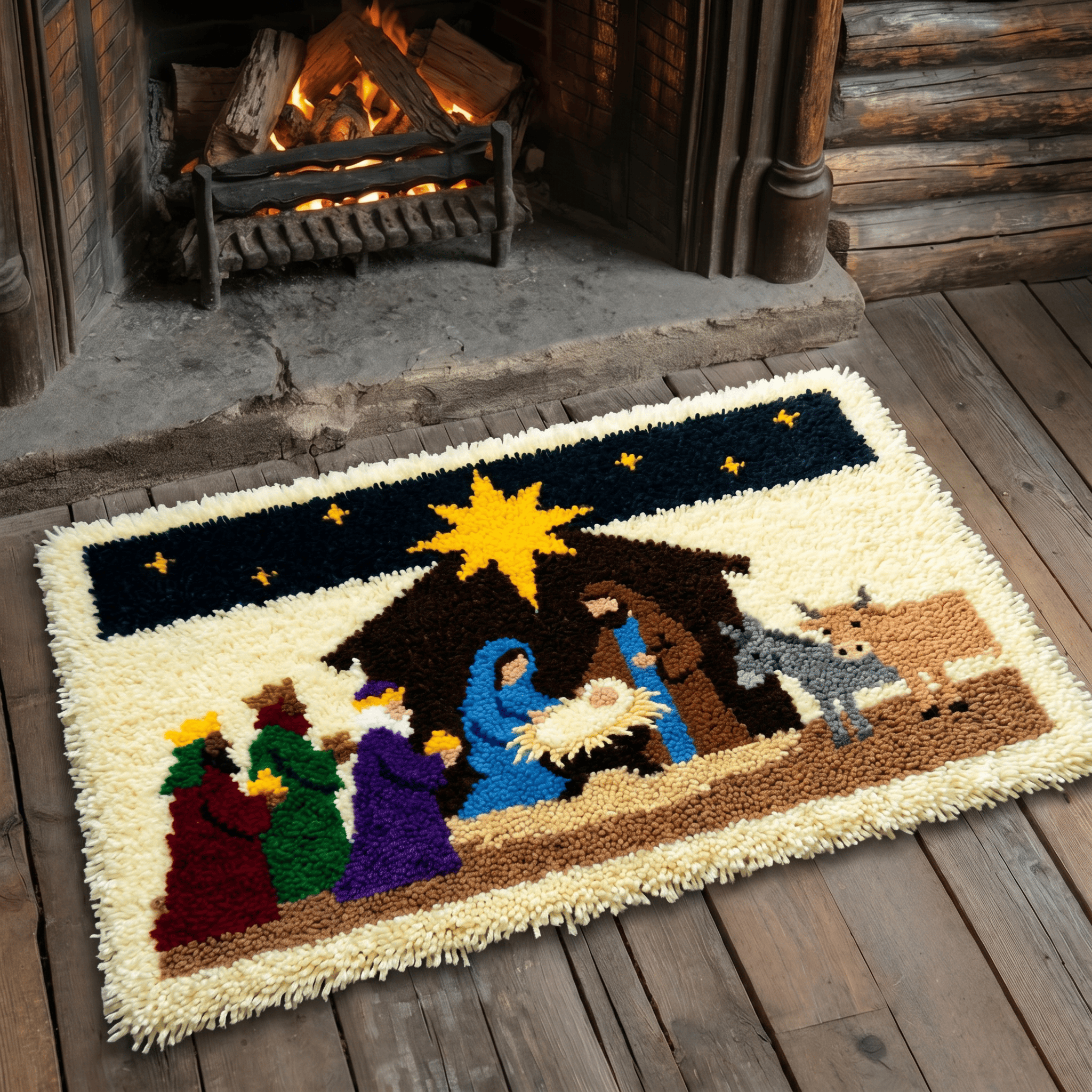 Rubbyoo Latch Hook Rug Kit - Nativity Scene | Religious Holiday Gift | Nursery Room Rug - image 8