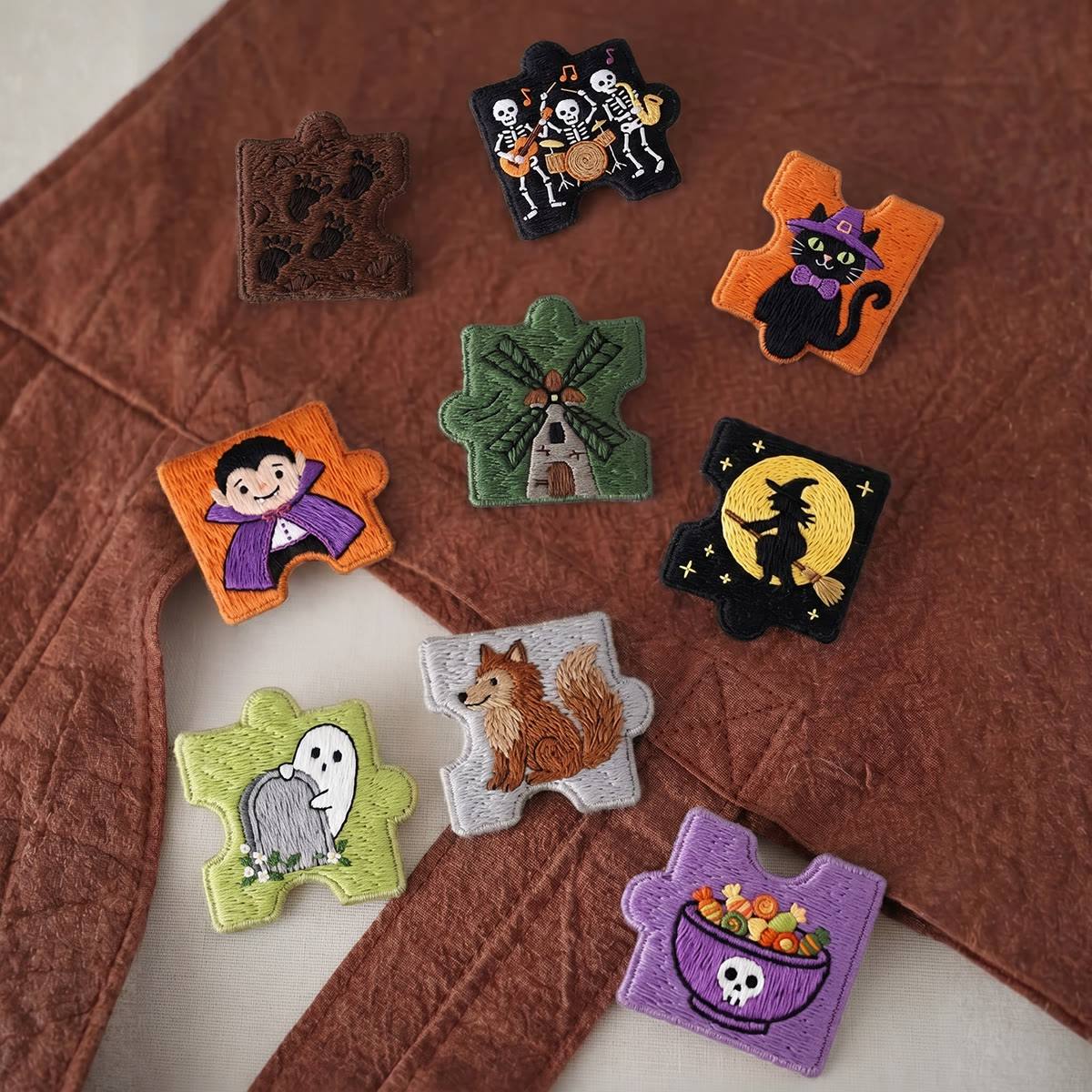 Rubbyoo Diy Magnet & Brooch Embroidery Puzzle Kit - Halloween Monsters Collection | Gothic Backpack Pin - image 4