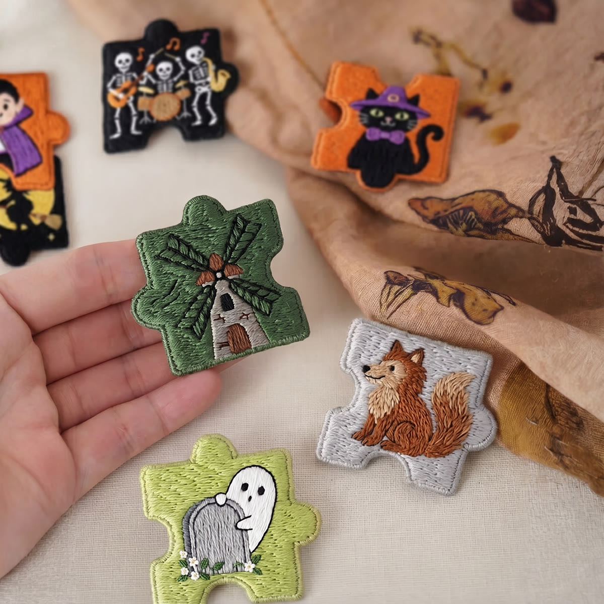 Rubbyoo Diy Magnet & Brooch Embroidery Puzzle Kit - Halloween Monsters Collection | Gothic Backpack Pin - image 3