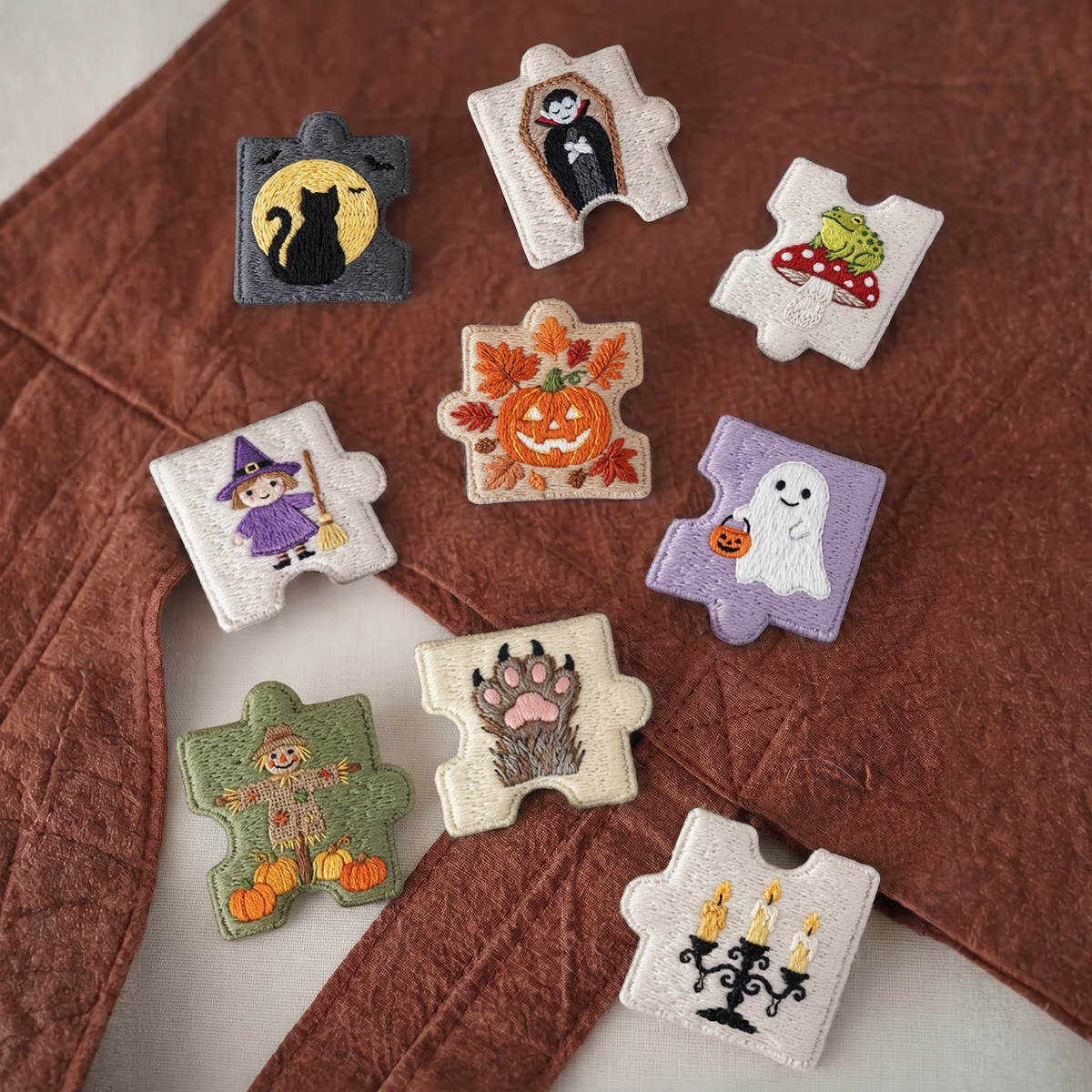 Rubbyoo Diy Magnet & Brooch Embroidery Puzzle Kit - Spooky Forest Elements | Denim Jacket Brooch - image 2