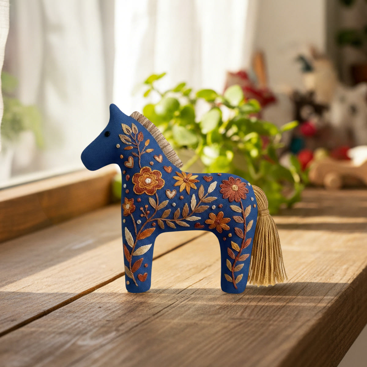 Rubbyoo Dala Horse Embroidery Kit - Daisy Motif | Unique Handmade Gift | Desk Accessory - image 2