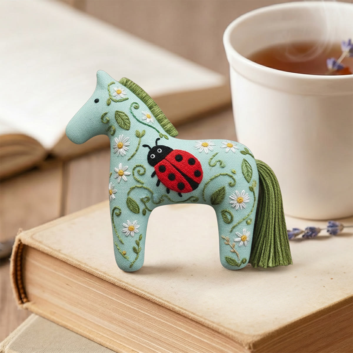 Rubbyoo Dala Horse Embroidery Kit - Ladybird Motif | Cute Gift For Kids | Whimsical Nursery Decor - image 2