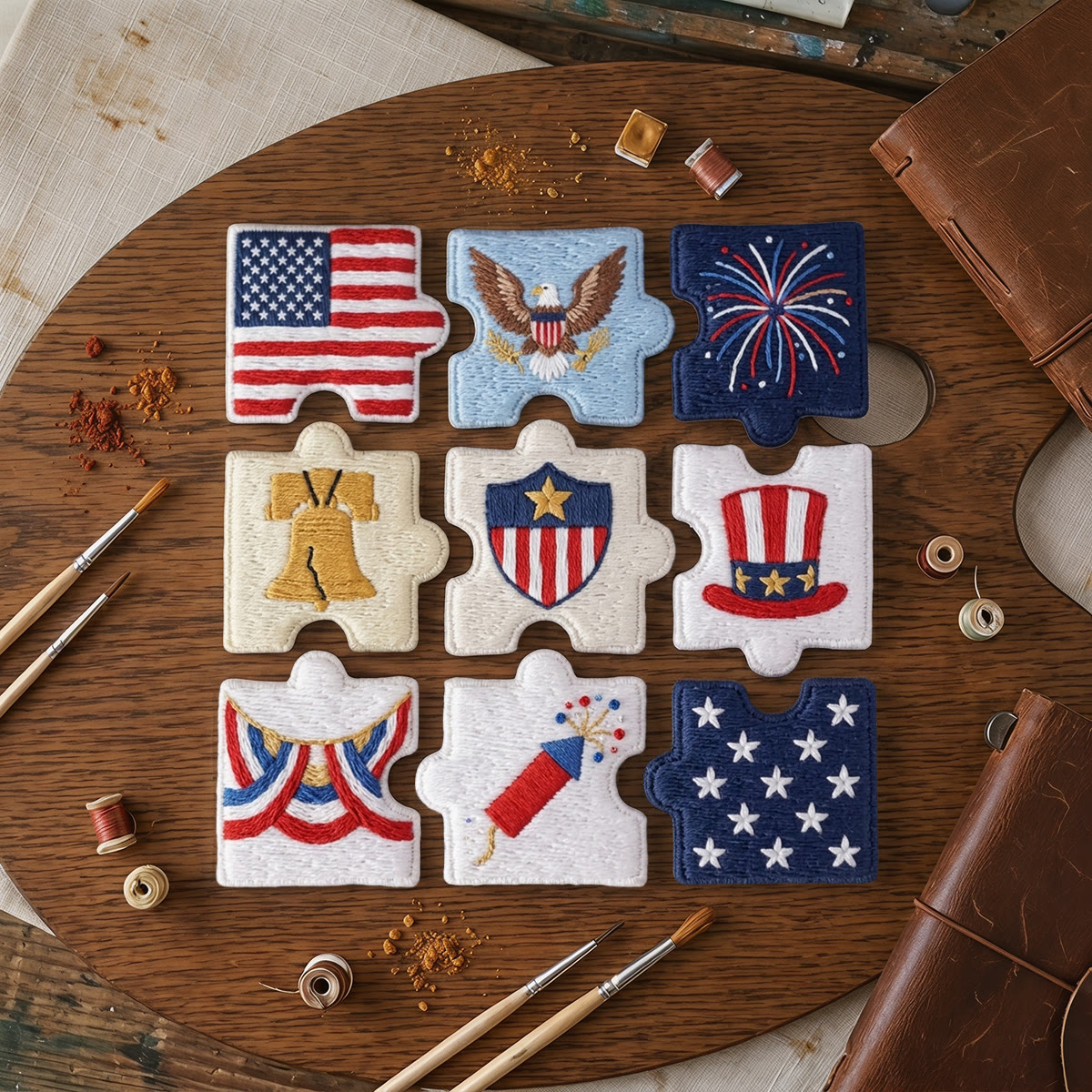 Rubbyoo Diy Magnet & Brooch Embroidery Puzzle Kit - Independence Day Themes | Patriotic Kitchen Decor - image 5