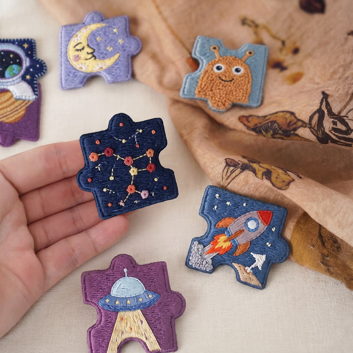 Rubbyoo Diy Magnet & Brooch Embroidery Puzzle Kit -  Space Exploration | Unique Handmade Gift - image 4