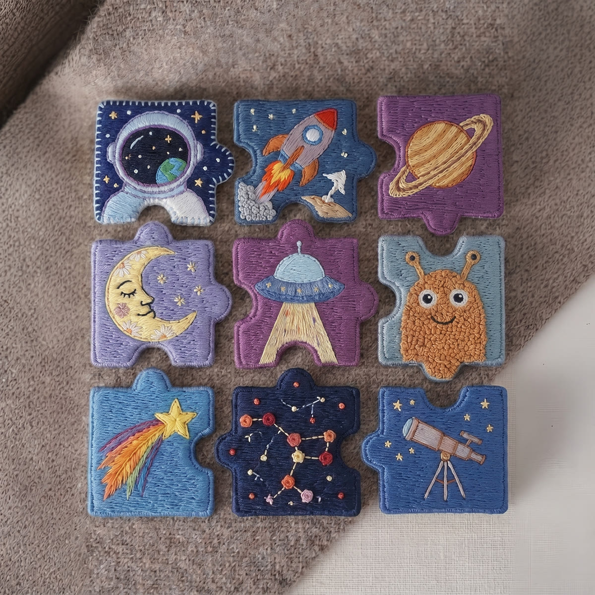 Rubbyoo Diy Magnet & Brooch Embroidery Puzzle Kit -  Space Exploration | Unique Handmade Gift - image 2