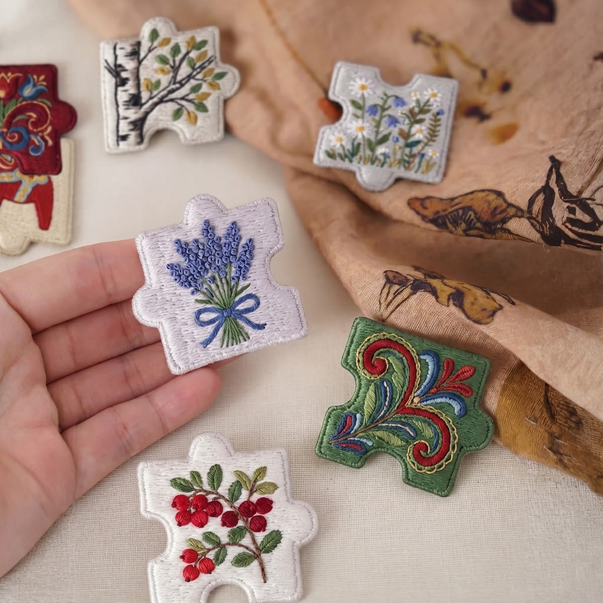 Rubbyoo Diy Magnet & Brooch Embroidery Puzzle Kit - Lavender Pinecone Wildflower Textile | Cozy Home Styling - image 2