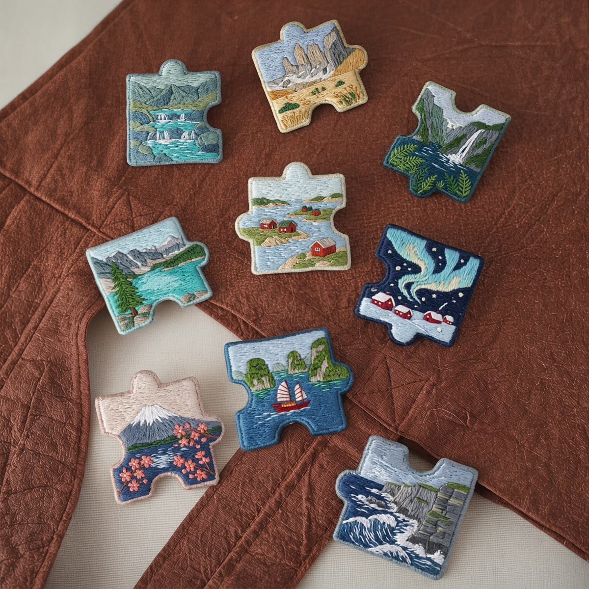 Rubbyoo Diy Magnet & Brooch Embroidery Puzzle Kit - Nature Wonders | Cute Scenic Home Decor - image 2