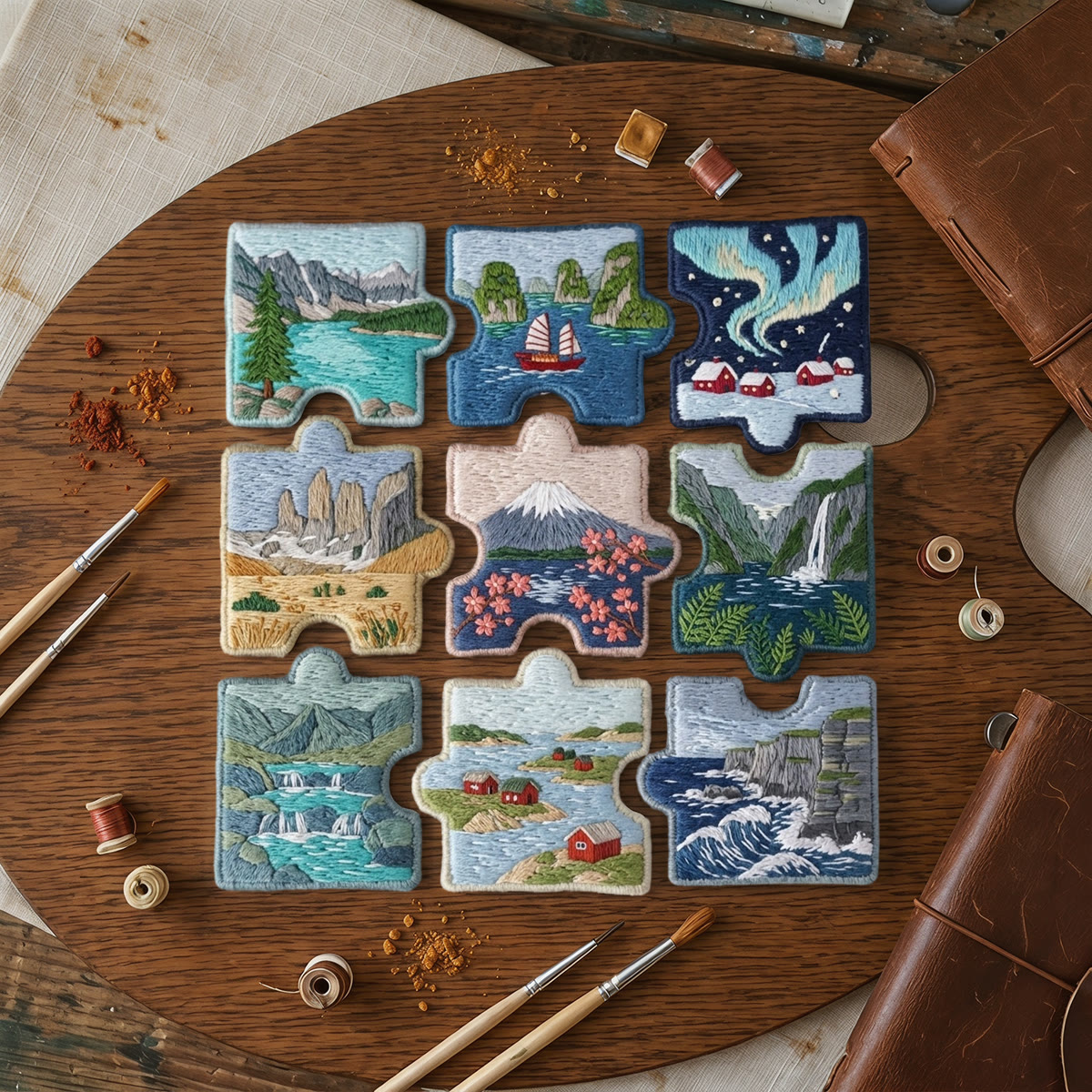 Rubbyoo Diy Magnet & Brooch Embroidery Puzzle Kit - Nature Wonders | Cute Scenic Home Decor - image 5