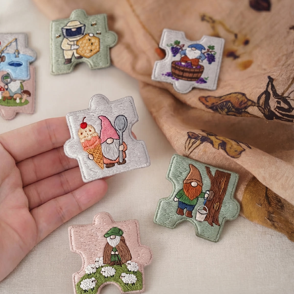 Rubbyoo Diy Magnet & Brooch Embroidery Puzzle Kit - Garden Gnome Theme | Cute Personalized Keepsake - image 4