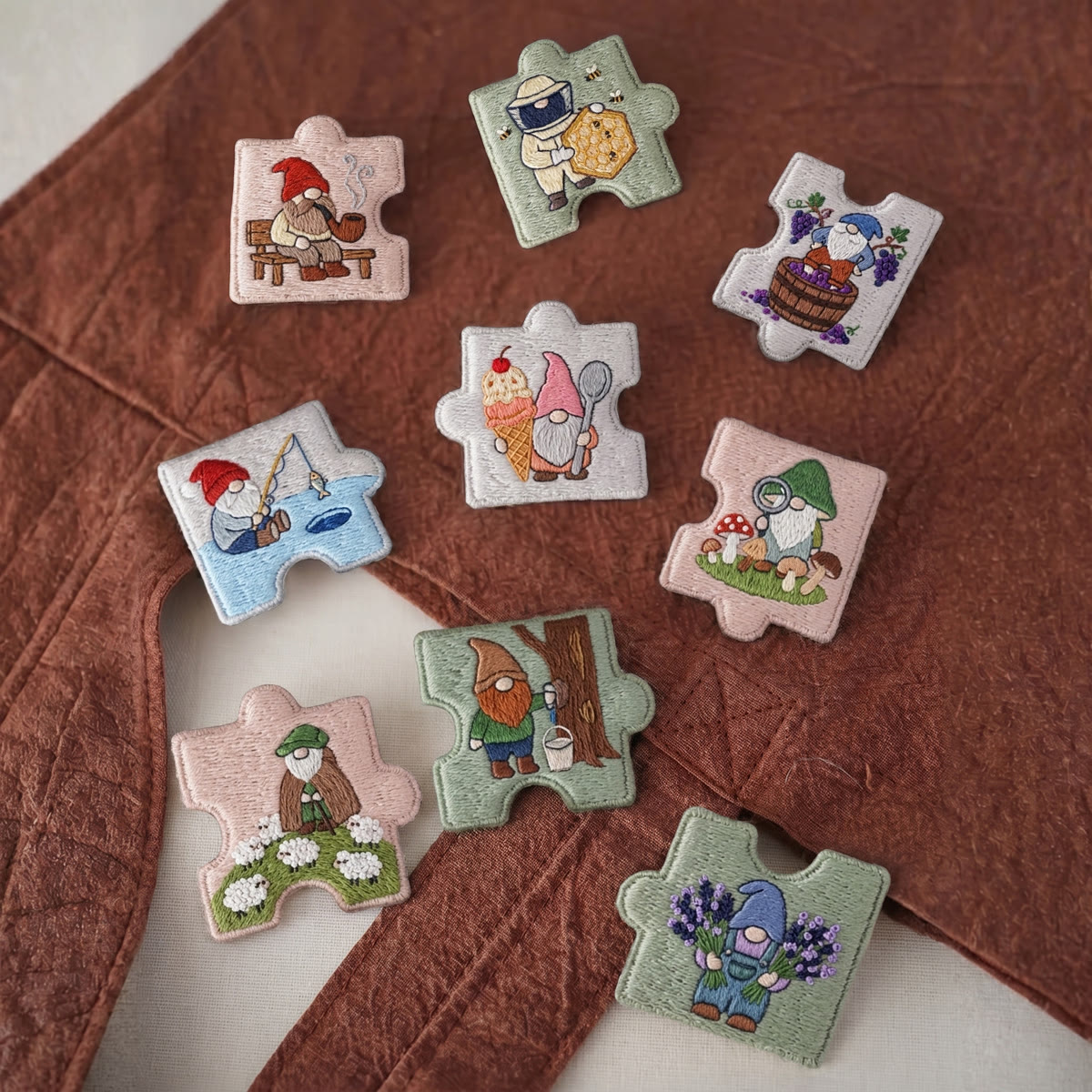Rubbyoo Diy Magnet & Brooch Embroidery Puzzle Kit - Garden Gnome Theme | Cute Personalized Keepsake - image 2