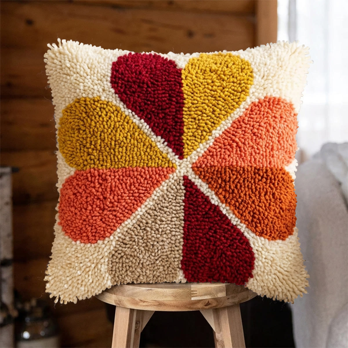 Rubbyoo Latch Hook Pillow Kit - Blooming Heart | Bed Decorative Pillow | Unique Housewarming Gift  - image 1