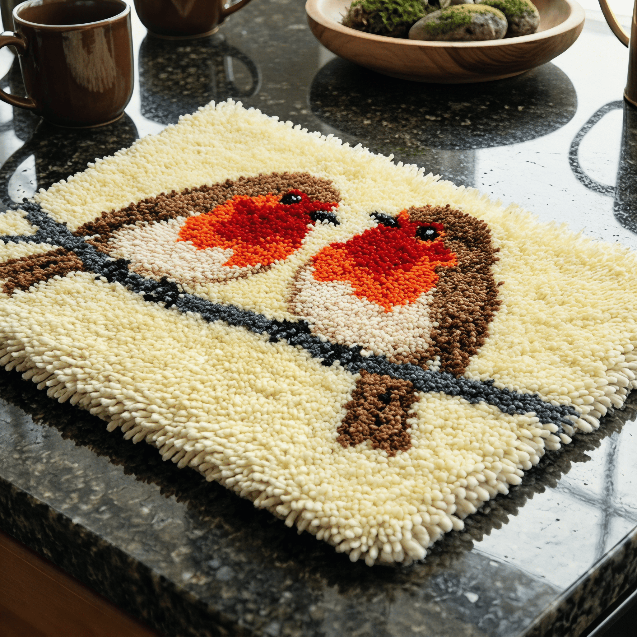 Rubbyoo Latch Hook Rug Kit - Couple Of Finches | Unique Housewarming Gift | Living Room Decor - image 4