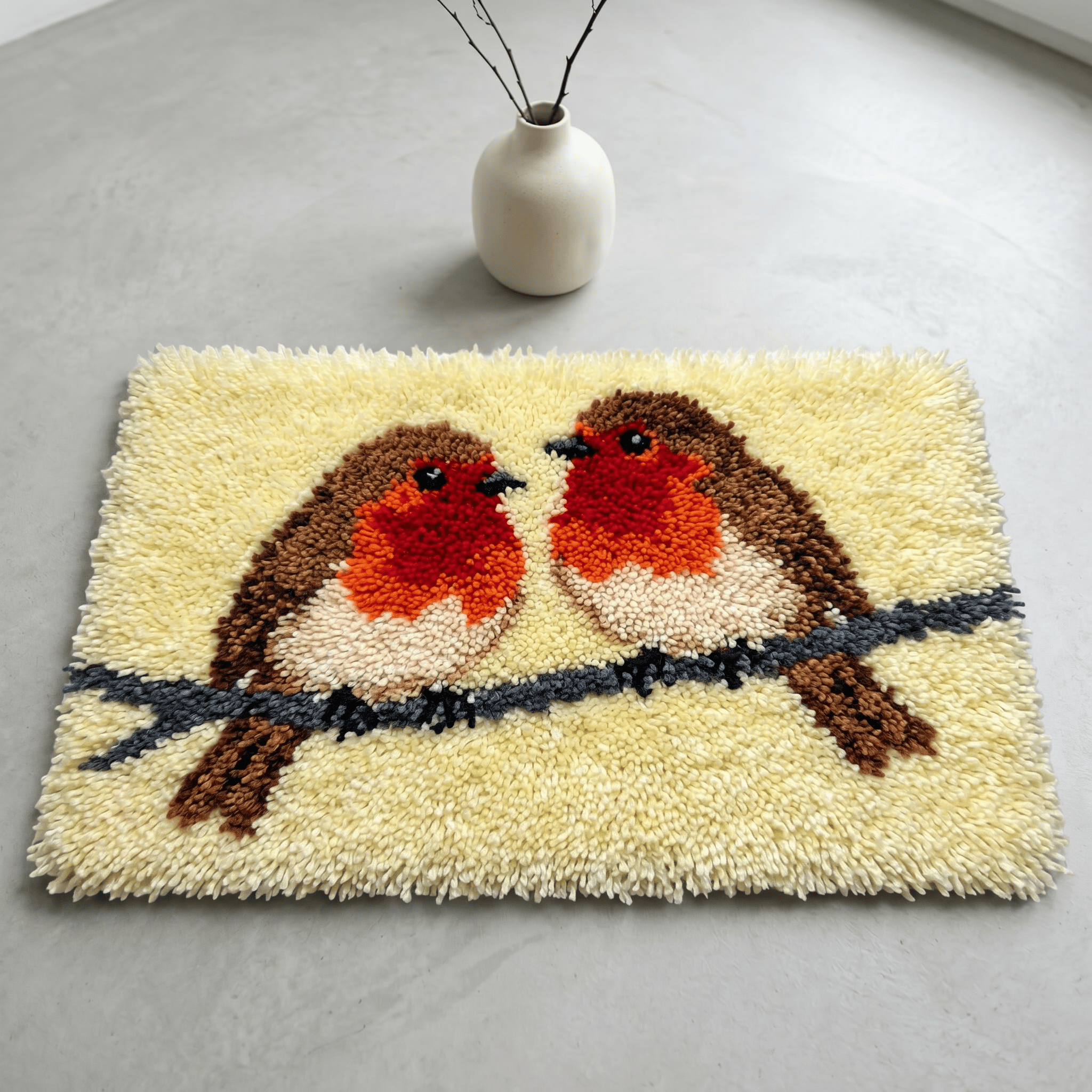 Rubbyoo Latch Hook Rug Kit - Couple Of Finches | Unique Housewarming Gift | Living Room Decor - image 3