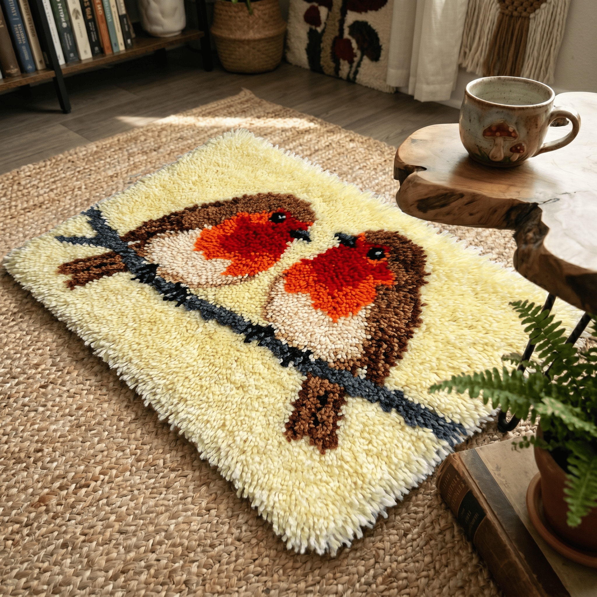 Rubbyoo Latch Hook Rug Kit - Couple Of Finches | Unique Housewarming Gift | Living Room Decor - image 5