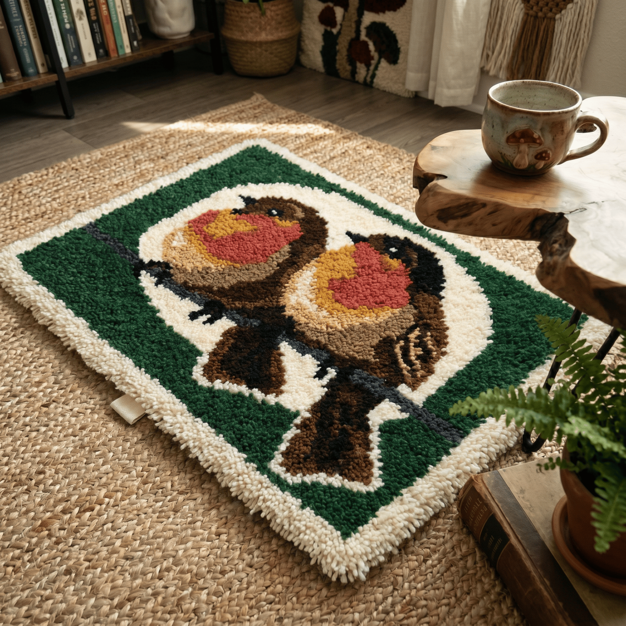 Rubbyoo Latch Hook Rug Kit - Cute Sparrows | Diy Handmade Craft For Beginners | Handmade Animal Carpet - image 7