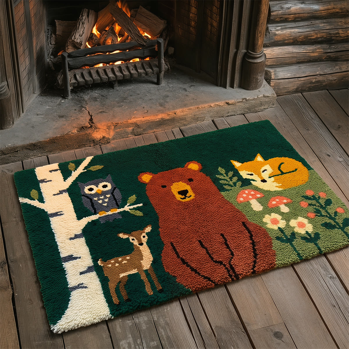 Rubbyoo Latch Hook Rug Kit - Woodland Animals | Nursery Room Carpet | Handmade Nature Doormat  - image 3