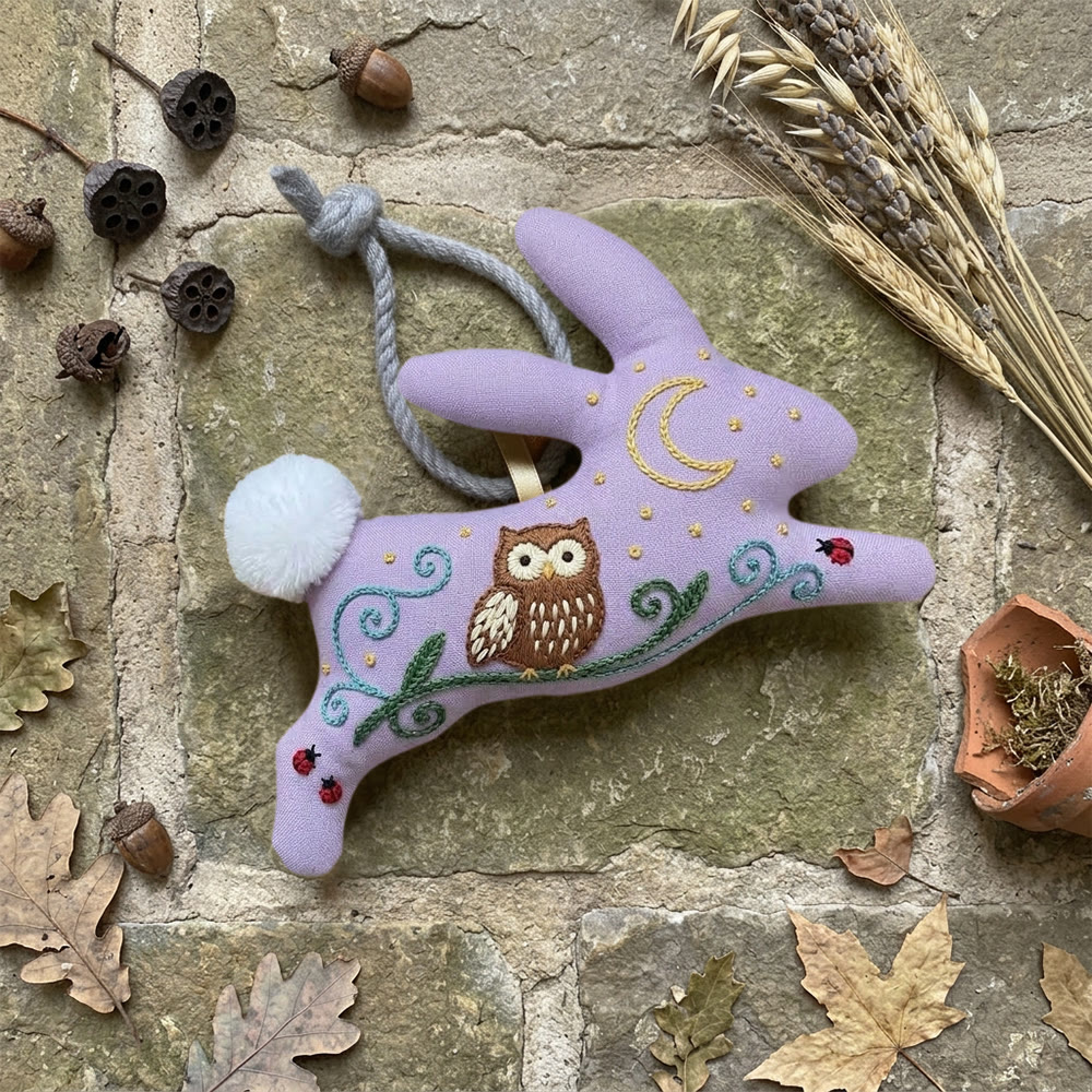 Rubbyoo Rabbit Embroidery Kit - Brown Owl | Stuffed Animal Kit For Kids | Distinctive Purple Bag Charm  - image 5