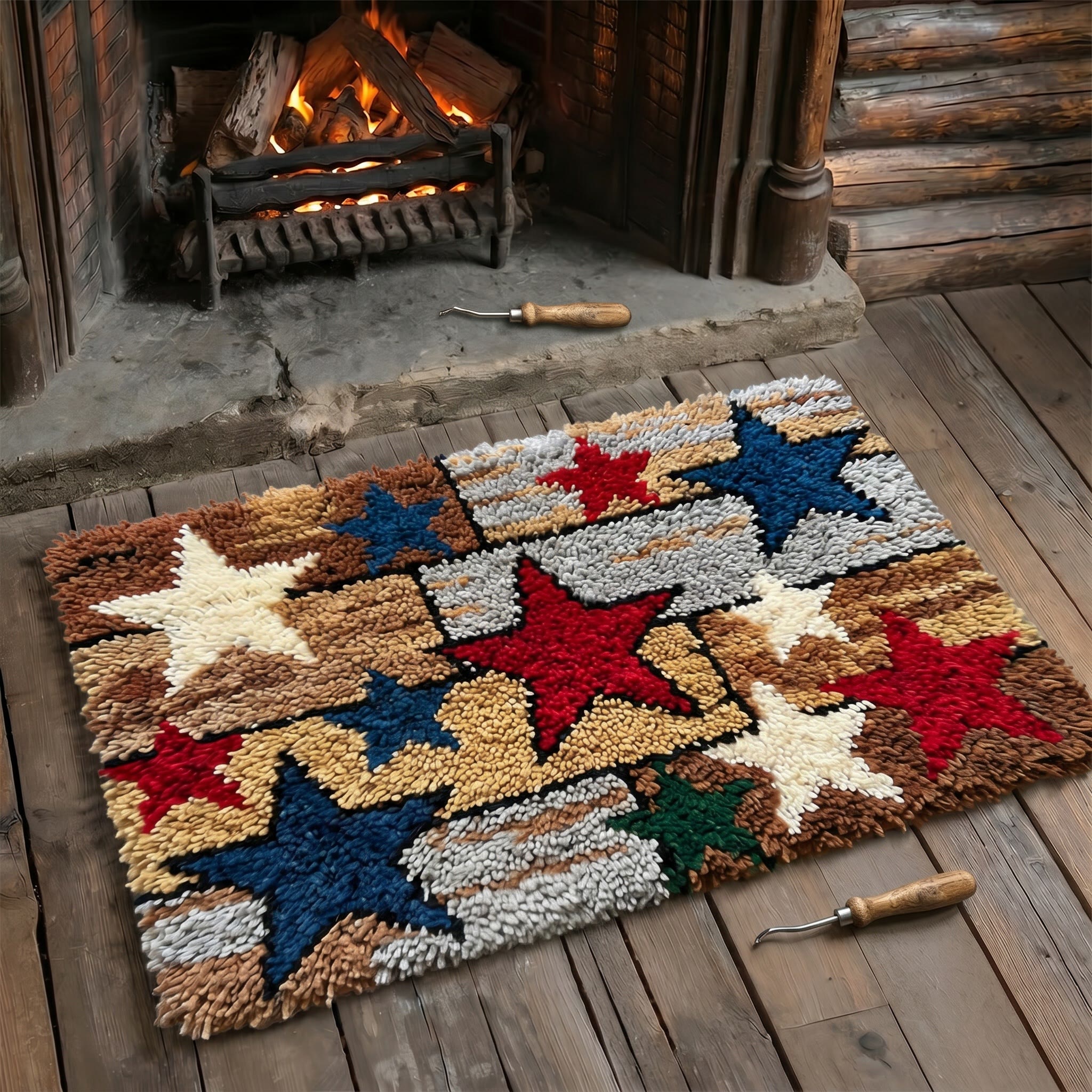 Rubbyoo Latch Hook Rug Kit - Primitive Stars | Gift For Parents | 1776-2026 Commemorative Keepsake Decor - image 4