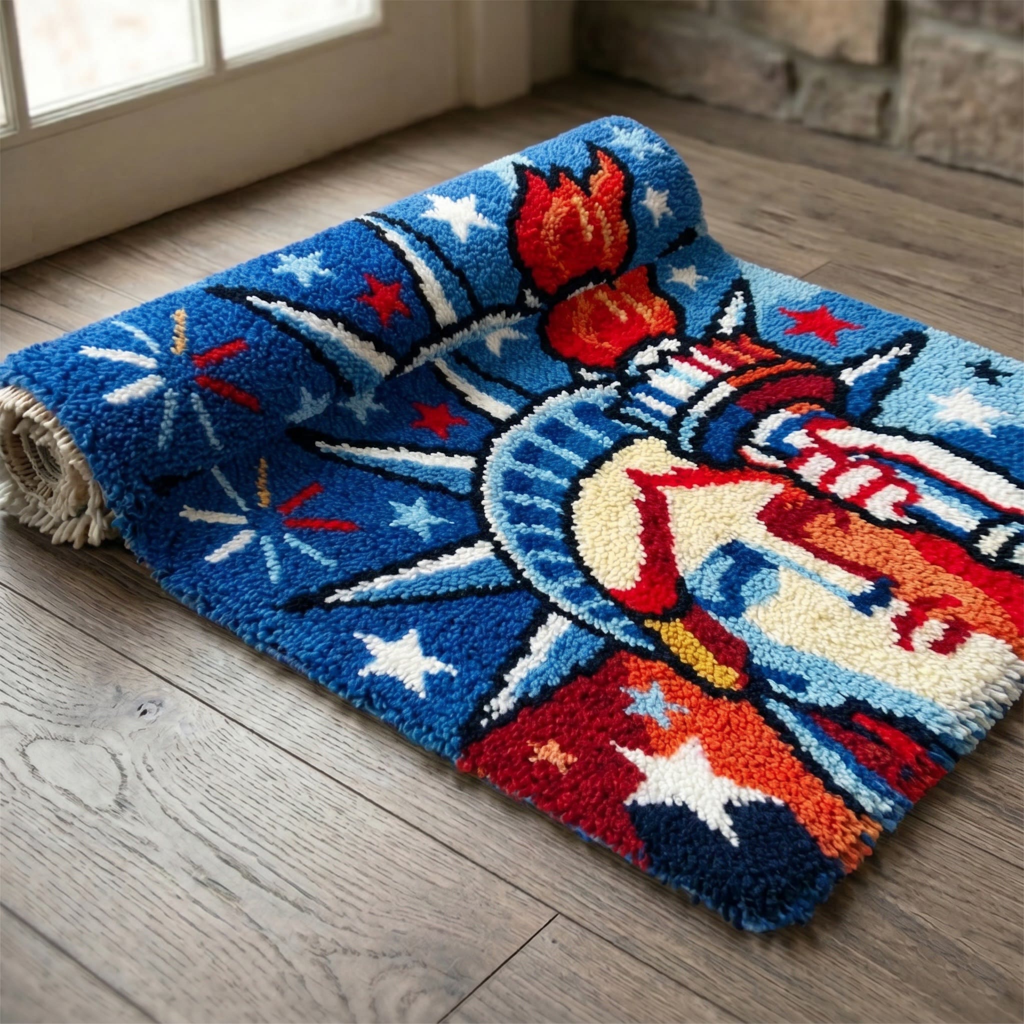 Rubbyoo Latch Hook Rug Kit - Statue Of Liberty | America 250th Anniversary Keepsake | NYC Souvenir Accent Mat For Living Room - image 9
