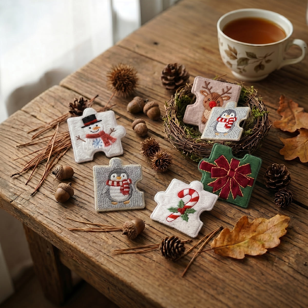 Rubbyoo Diy Magnet & Brooch Embroidery Puzzle Kit - Festive Icons Collection | Festive Kitchen Decor - image 5