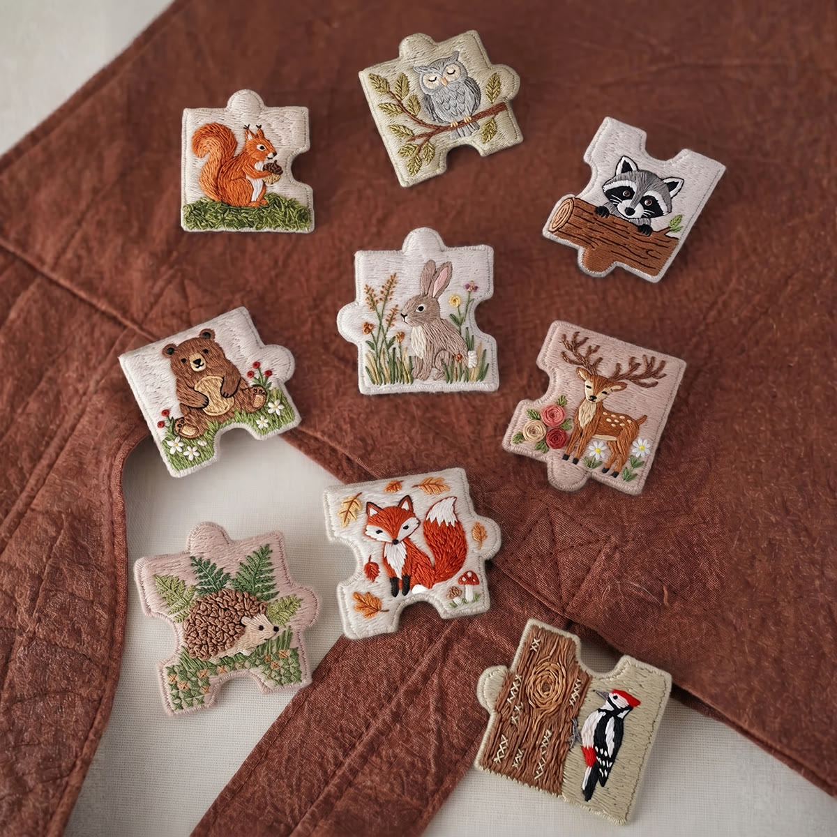 Rubbyoo Diy Magnet & Brooch Embroidery Puzzle Kit - Woodland Animals | Rustic Nursery Decor - image 2