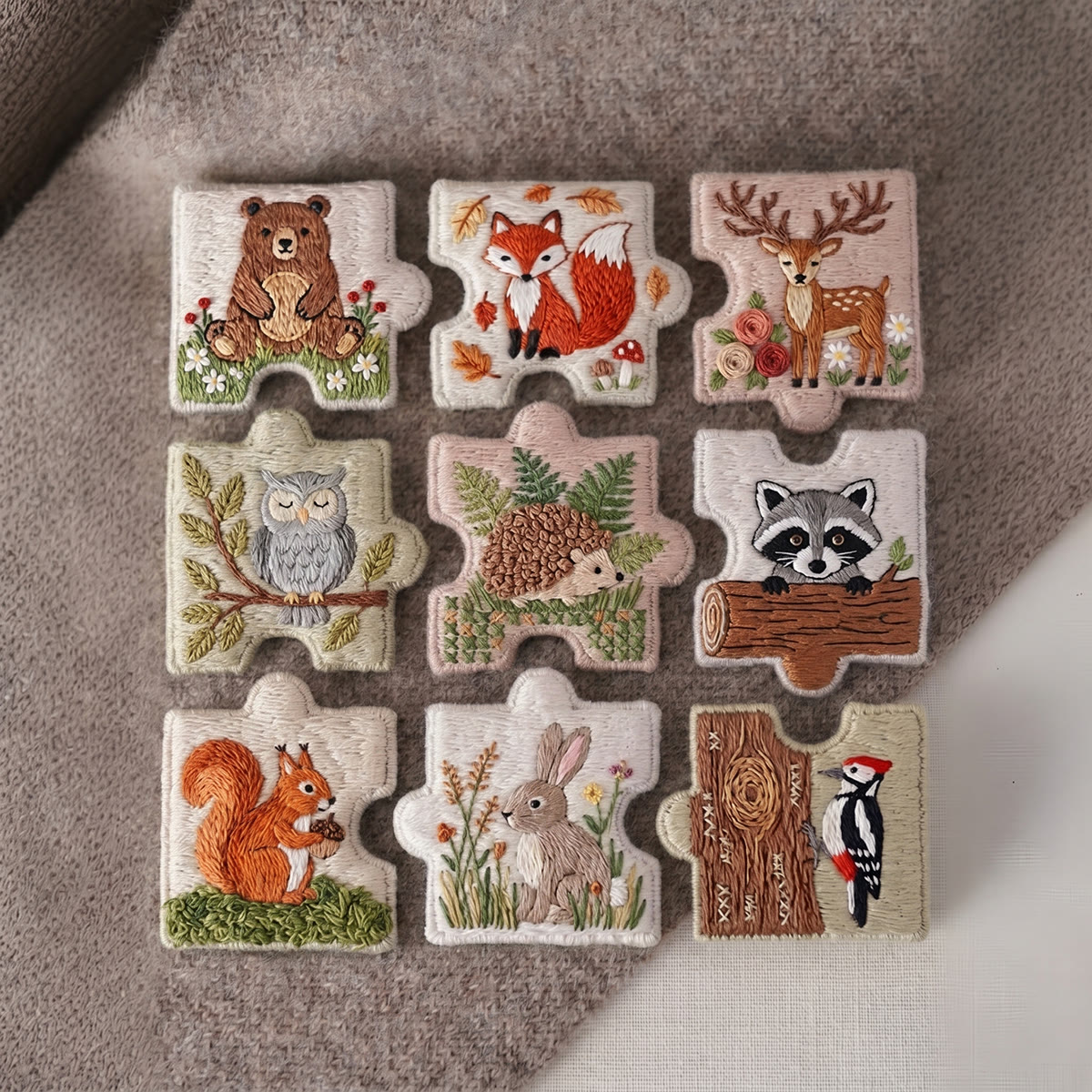 Rubbyoo Diy Magnet & Brooch Embroidery Puzzle Kit - Woodland Animals | Rustic Nursery Decor - image 4