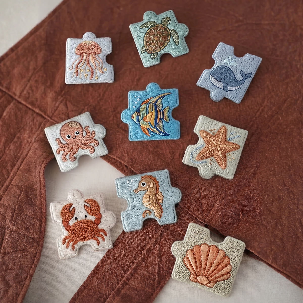 Rubbyoo Diy Magnet & Brooch Embroidery Puzzle Kit - Cute Sea Animal | Unique Handmade Gift - image 4