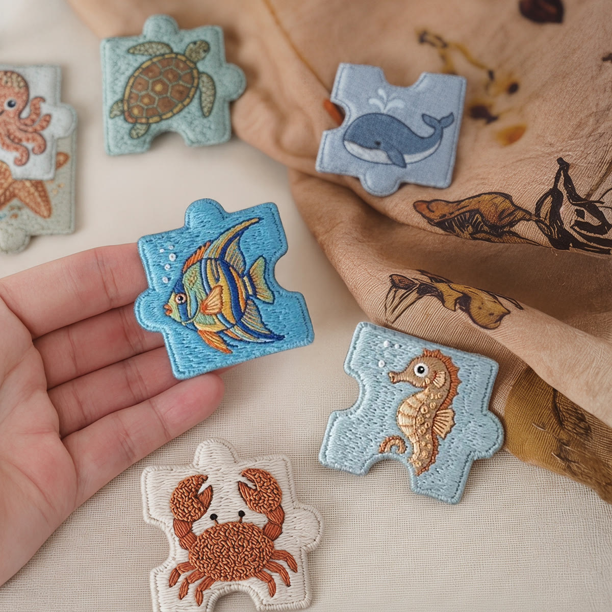 Rubbyoo Diy Magnet & Brooch Embroidery Puzzle Kit - Cute Sea Animal | Unique Handmade Gift - image 2