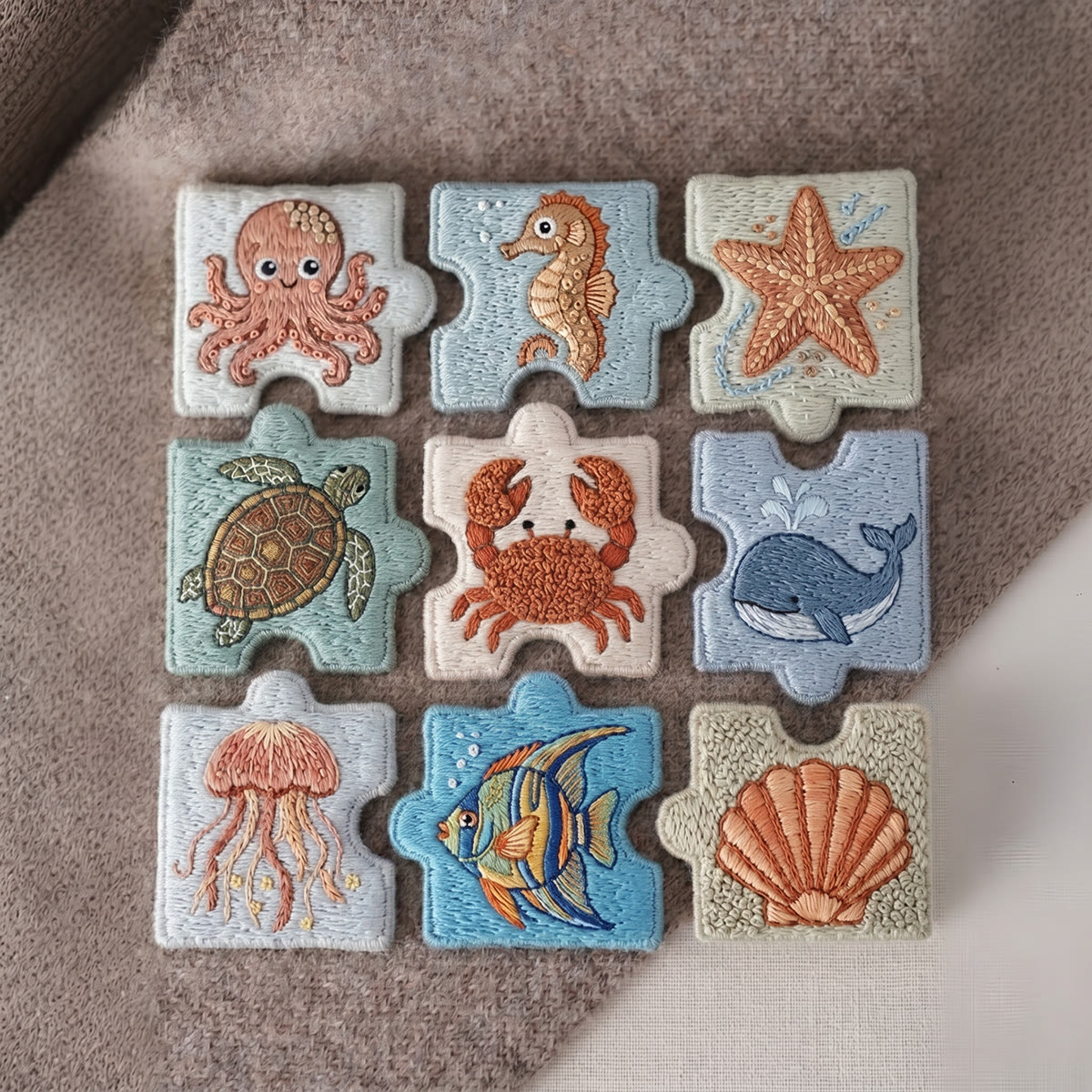 Rubbyoo Diy Magnet & Brooch Embroidery Puzzle Kit - Cute Sea Animal | Unique Handmade Gift - image 3