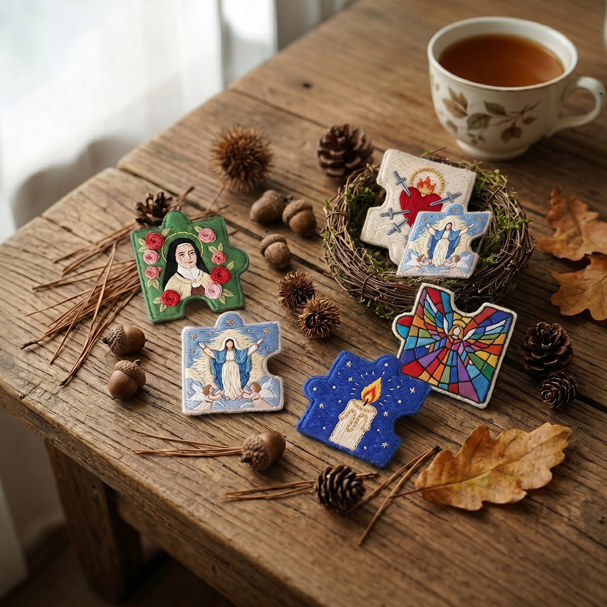 Rubbyoo Diy Magnet & Brooch Embroidery Puzzle Kit - Sacred Art Aesthetic | Catholic Mother Gift - image 5