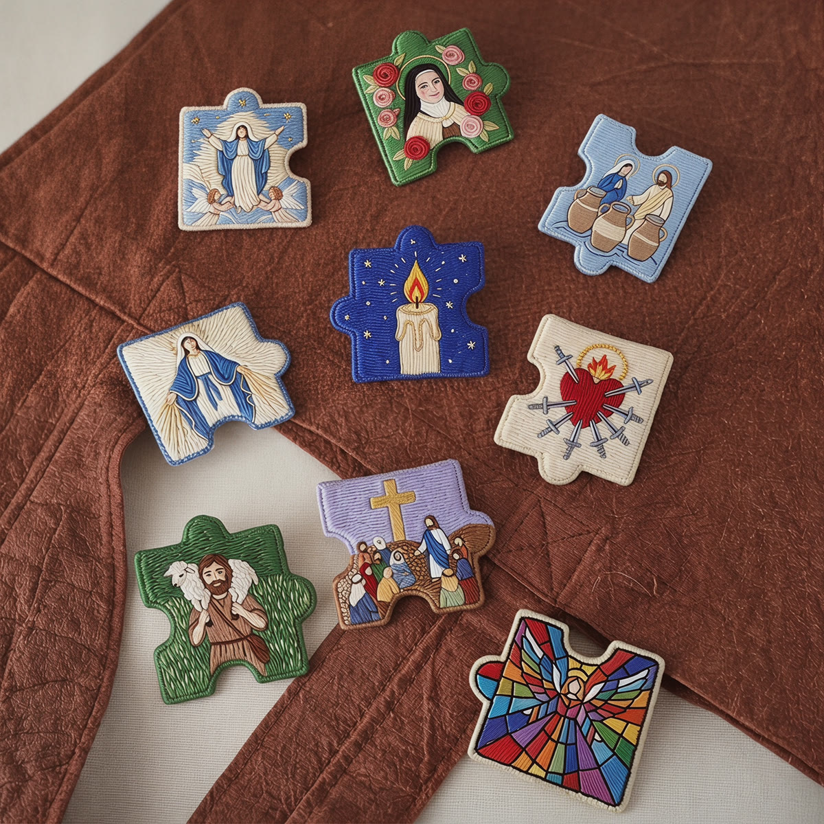 Rubbyoo Diy Magnet & Brooch Embroidery Puzzle Kit - Sacred Art Aesthetic | Catholic Mother Gift - image 2