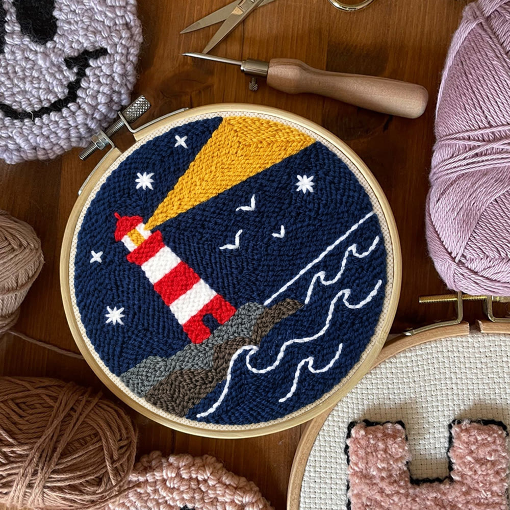 Sea & Lighthouse Punch Needle Kit - America 250 Pattern | 4th of July Gift  Good Idea - image 4
