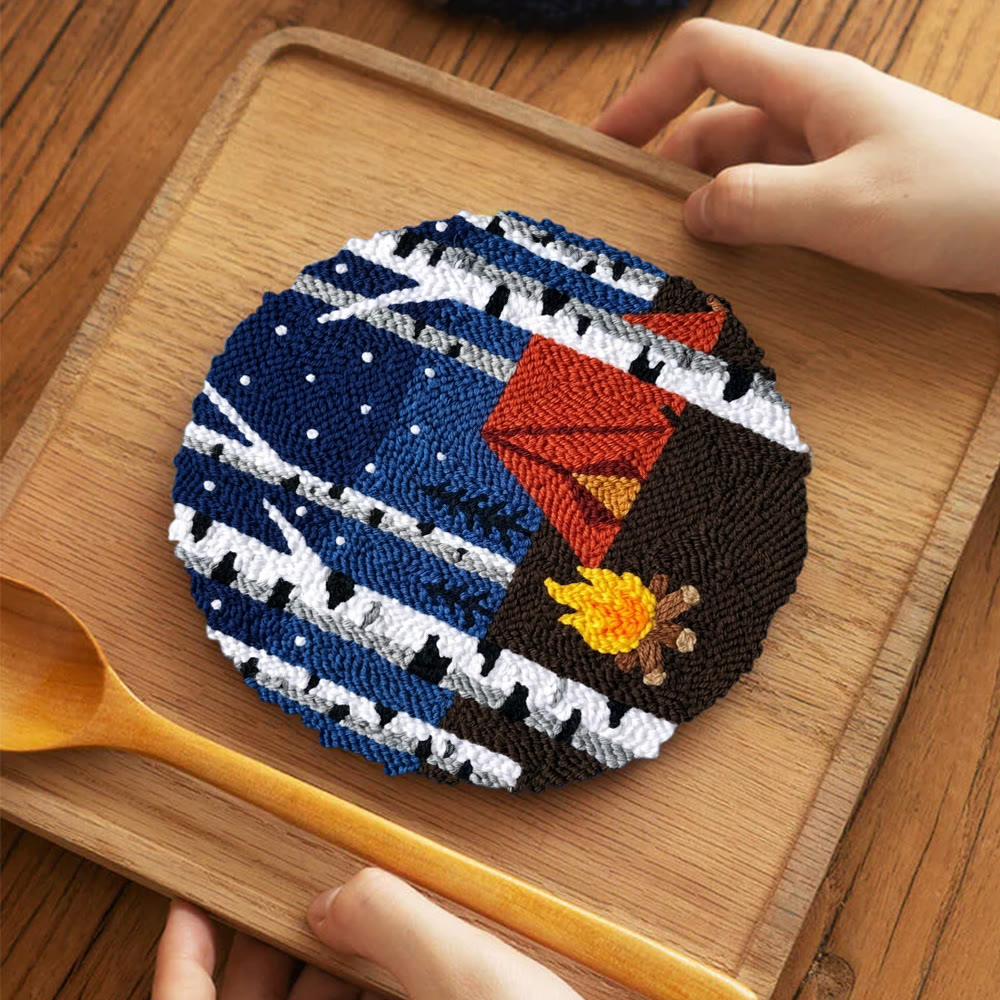 Starry Night Campfire Punch Needle Kit - Handmade Textured Fiber Art | Cozy Room Atmosphere - image 2