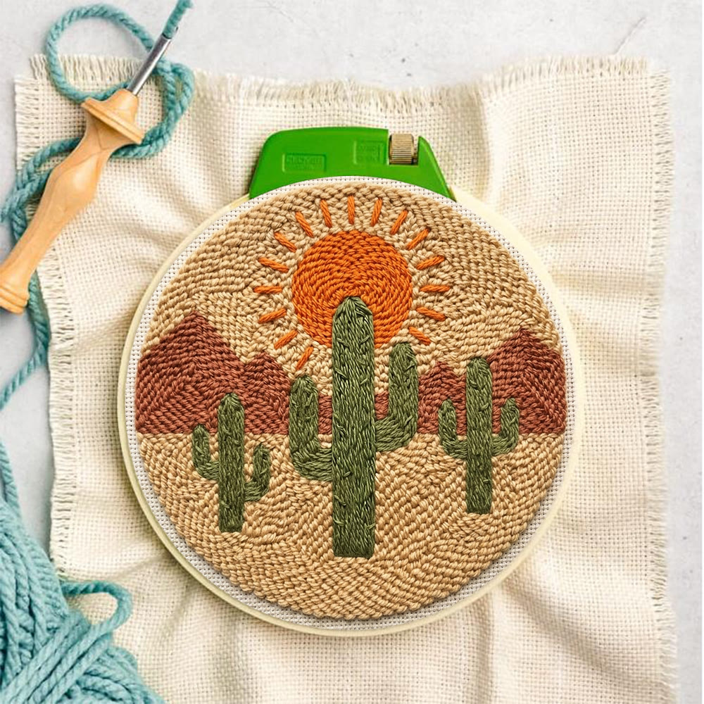 Desert Cactus Punch Needle Kit - Special Nature View Motif | Mindful Crafting Therapy - image 6