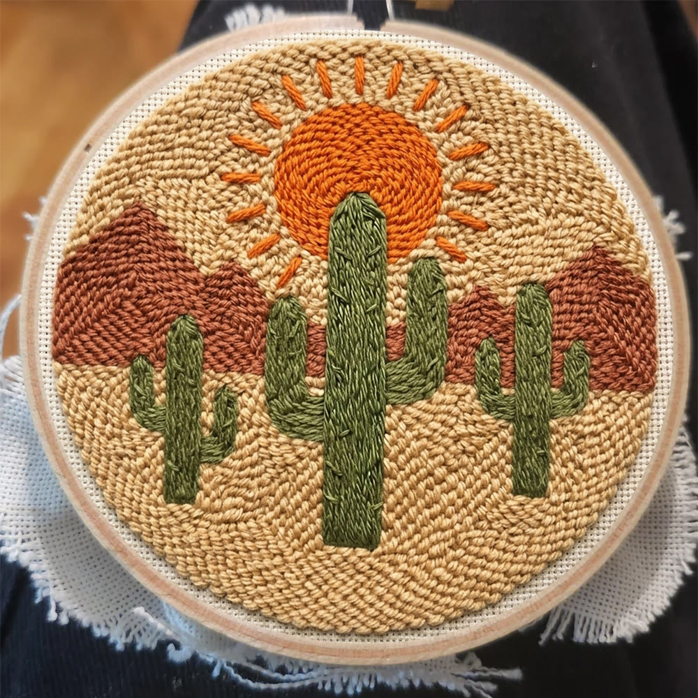 Desert Cactus Punch Needle Kit - Special Nature View Motif | Mindful Crafting Therapy - image 3