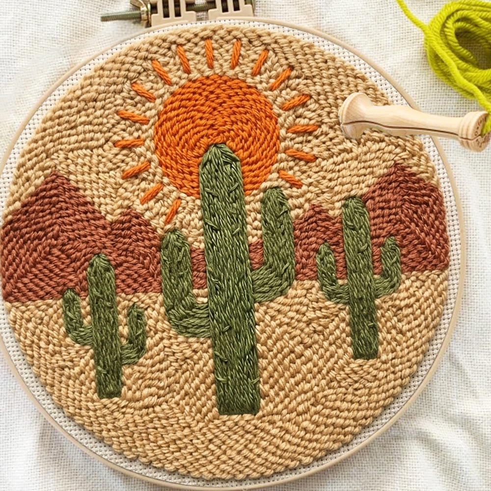 Desert Cactus Punch Needle Kit - Special Nature View Motif | Mindful Crafting Therapy - image 4