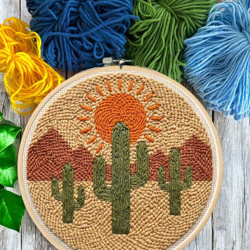 Desert Cactus Punch Needle Kit - Special Nature View Motif | Mindful Crafting Therapy - image 2