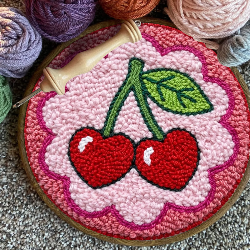 Cherry Punch Needle Kit - Summer Vibe Design Art | Colorful Bright Hanging Decor - image 2
