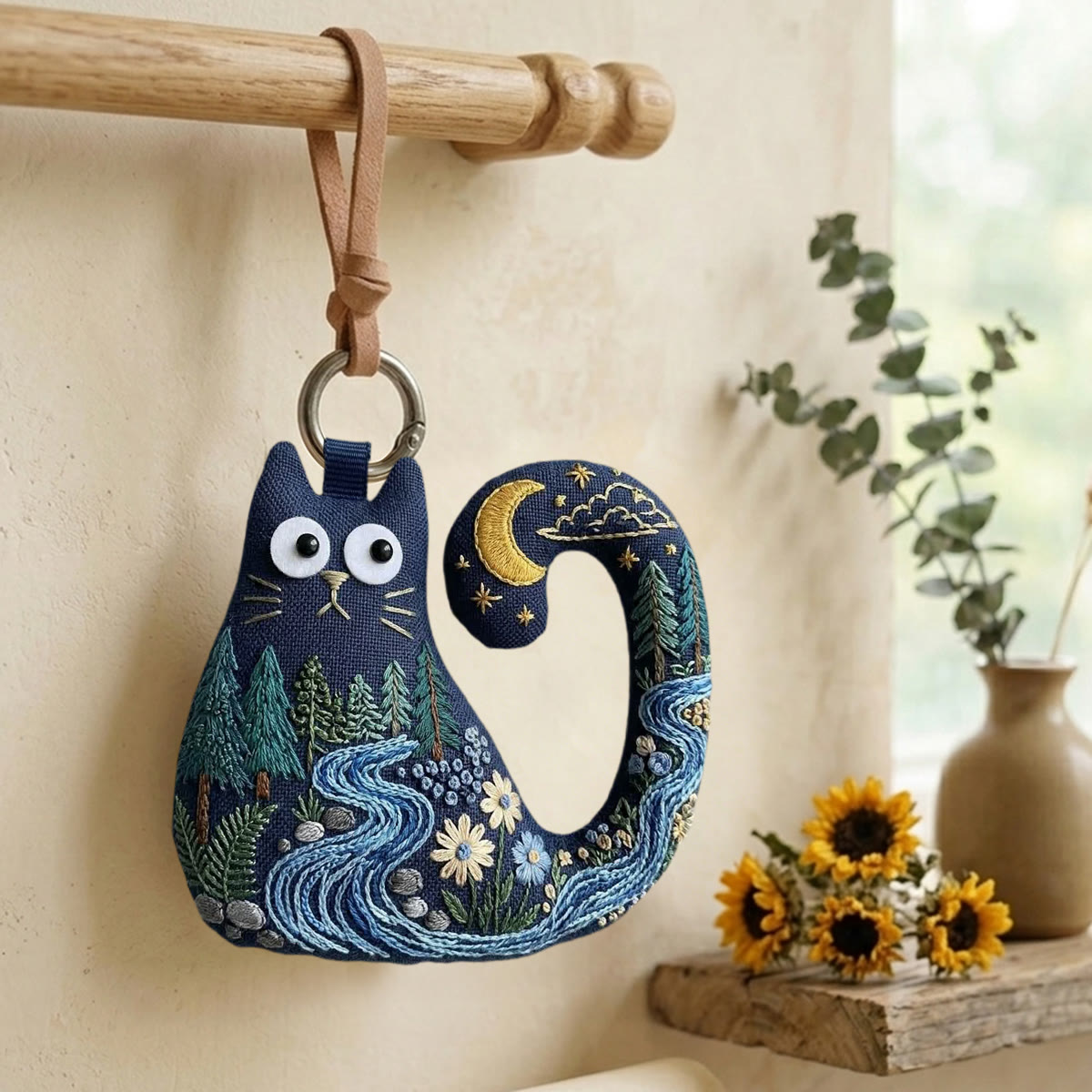 Rubbyoo Cat Embroidery Kit - Winding River | Unique Handmade Gift | Car Rear View Mirror Hanging Decor - image 3