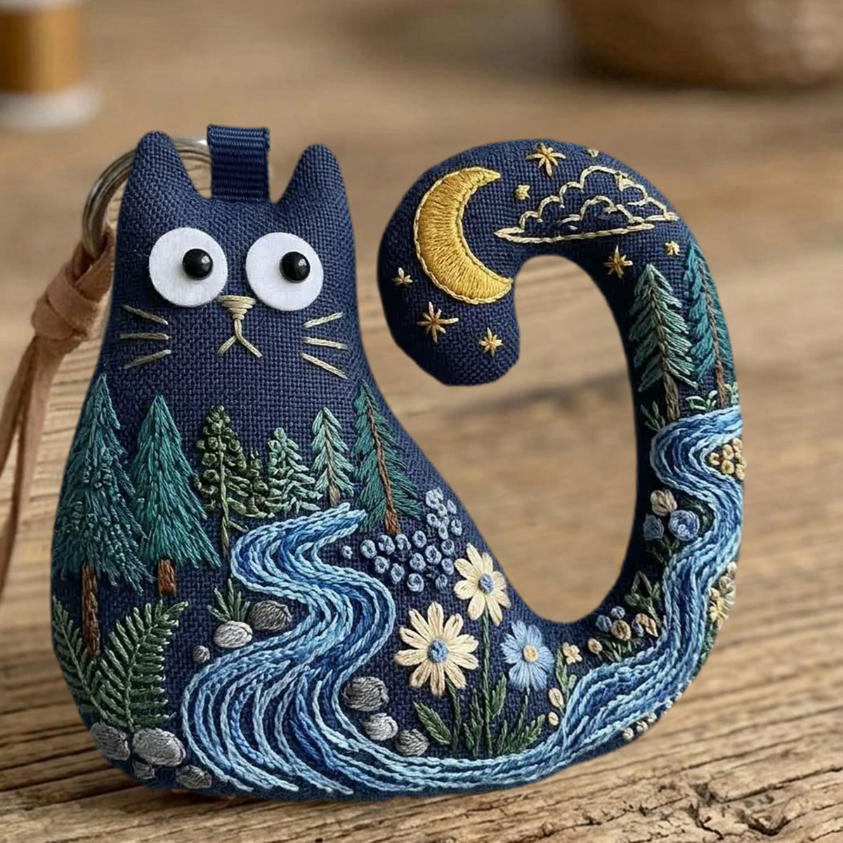 Rubbyoo Cat Embroidery Kit - Winding River | Unique Handmade Gift | Car Rear View Mirror Hanging Decor - image 8