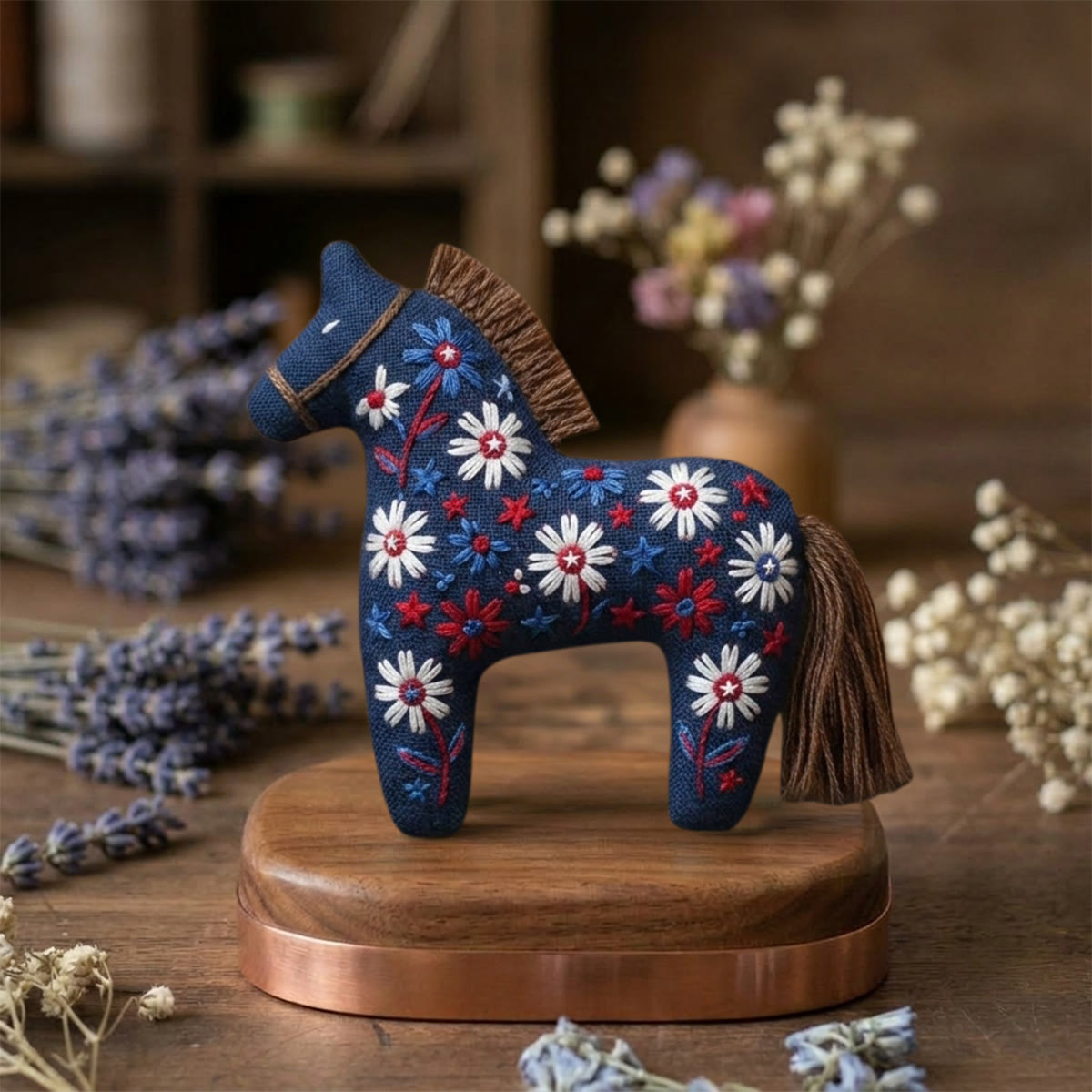 Rubbyoo Dala Horse Embroidery Kit - Daisy Blossom | Colorful Botanical Illustration| Distinctive Desktop  Accessory - image 6