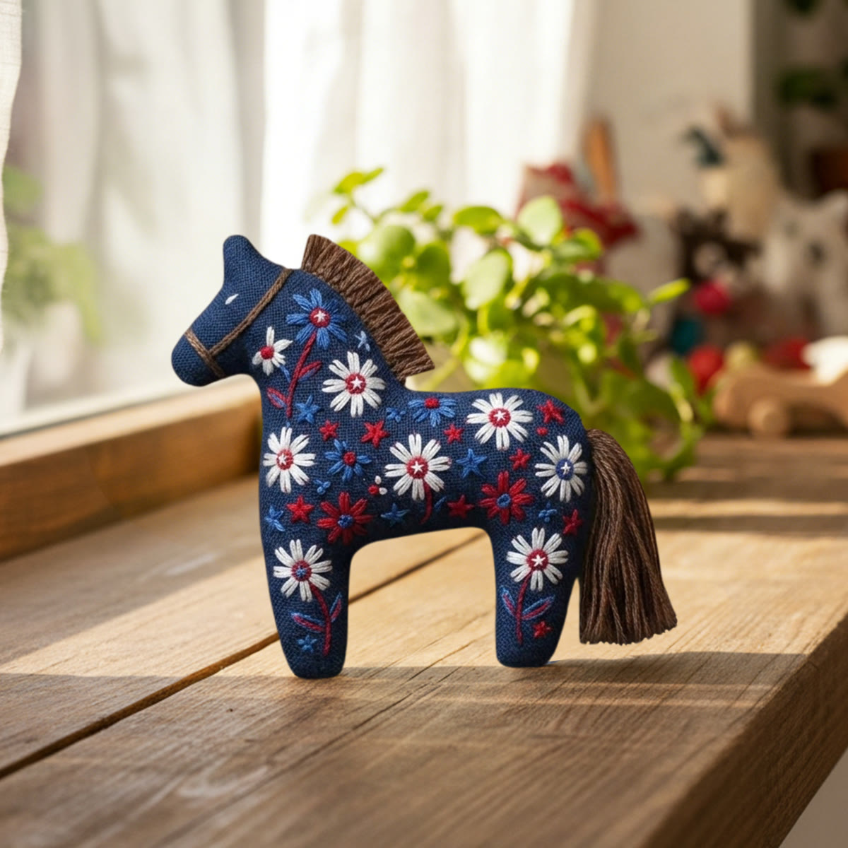 Rubbyoo Dala Horse Embroidery Kit - Daisy Blossom | Colorful Botanical Illustration| Distinctive Desktop  Accessory - image 5