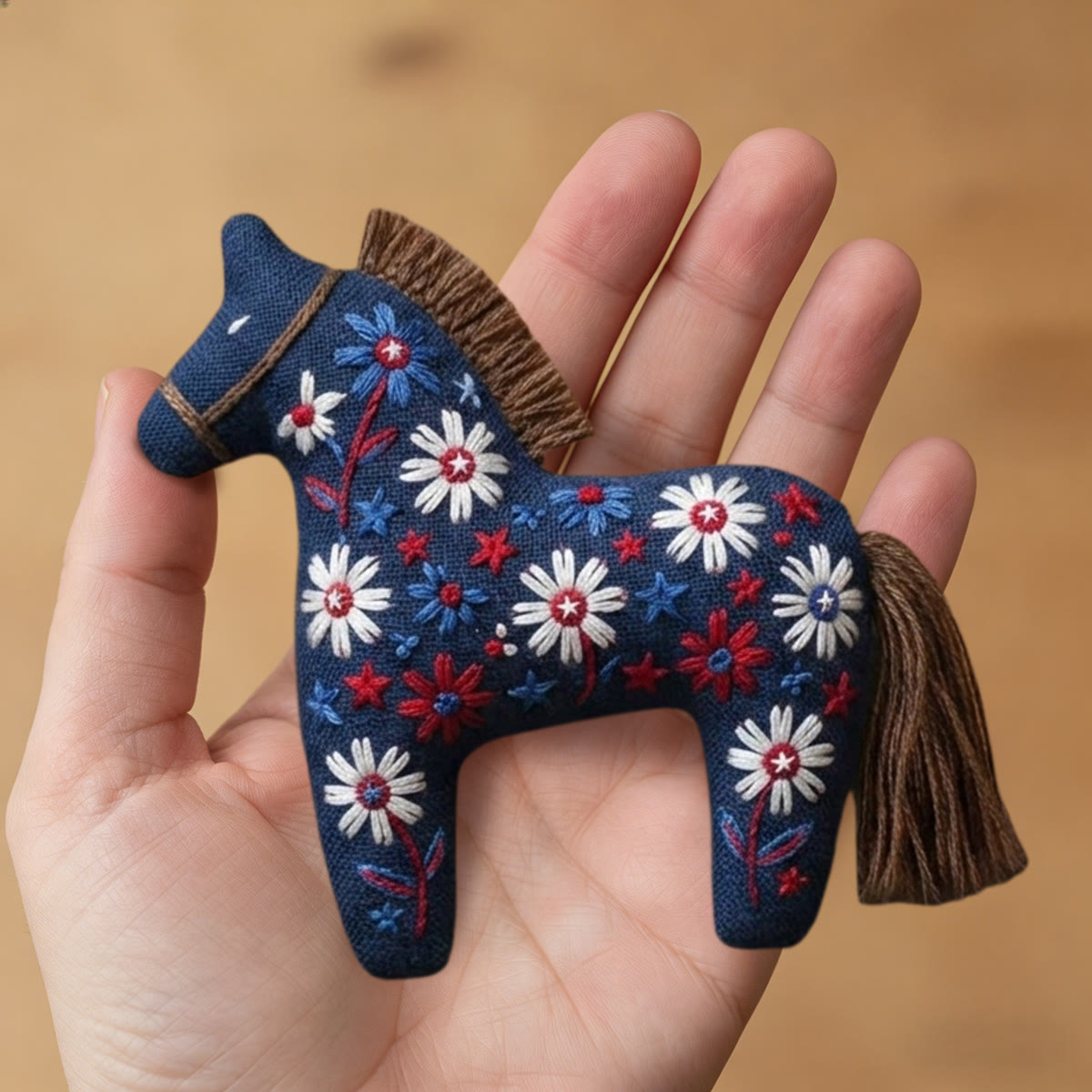 Rubbyoo Dala Horse Embroidery Kit - Daisy Blossom | Colorful Botanical Illustration| Distinctive Desktop  Accessory - image 8