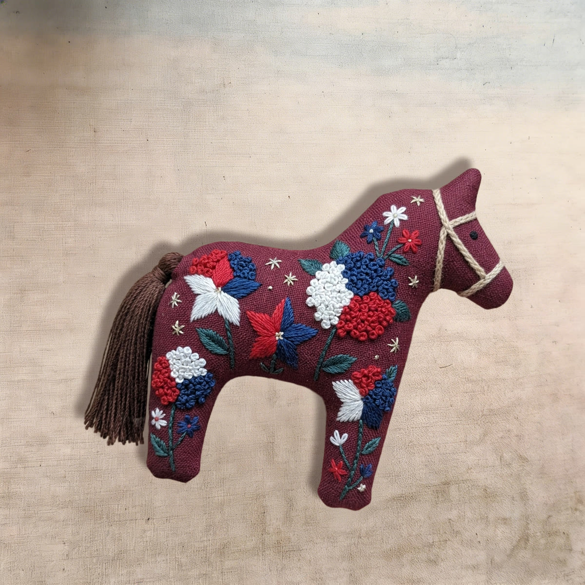 Rubbyoo Dala Horse Embroidery Kit - Burgundy Bloom | Artistic Textured Handicraft | Unique Festival Keepsake - image 8